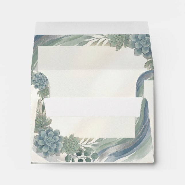 Blue Grey Eucalyptus Wedding Envelope (Back (Bottom))