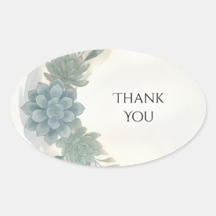 Blue Grey Eucalyptus Wedding Thank You Sticker