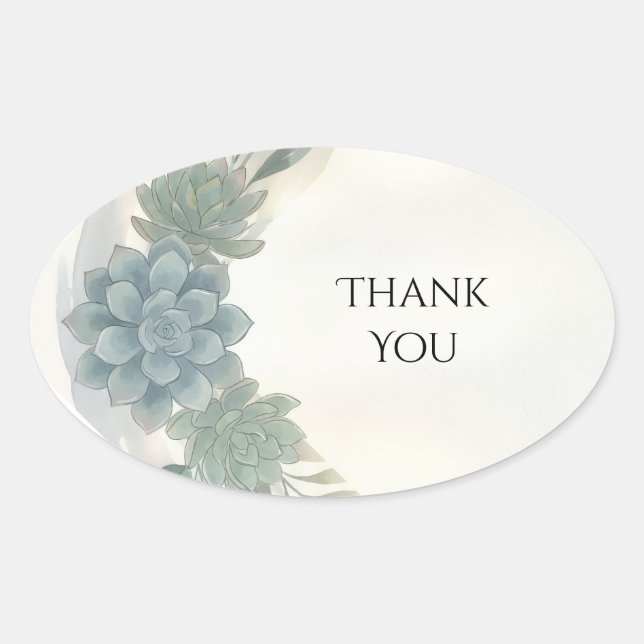 Blue Grey Eucalyptus Wedding Thank You Sticker (Front)