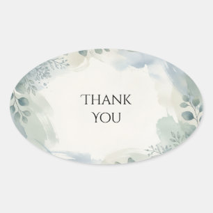 Blue Grey Eucalyptus Wedding Thank You Sticker