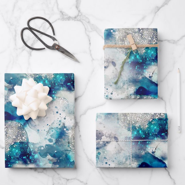 blue grey  festive texture  wrapping paper sheet (Front)