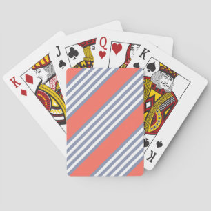 Blue-grey five stripe pattern with living coral playing cards