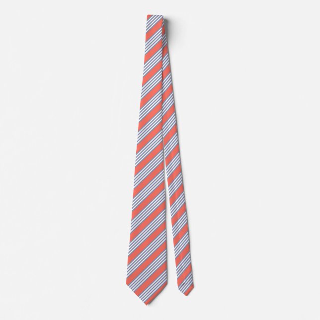 Blue-grey five stripe pattern with living coral tie (Front)