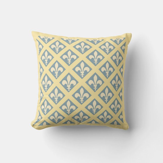 Blue Grey Fleur Reversible Cushion (Front)