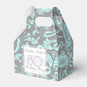 Blue Grey Floral 80th Birthday Thank You Favour Bo Favour Box