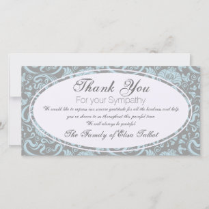Blue Grey Floral Sympathy Thank You Photo card