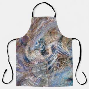 Blue Grey Fluid Marbling Illustration Apron