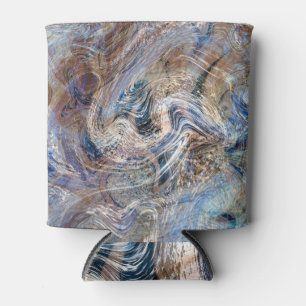 Blue Grey Fluid Marbling Illustration Can Cooler