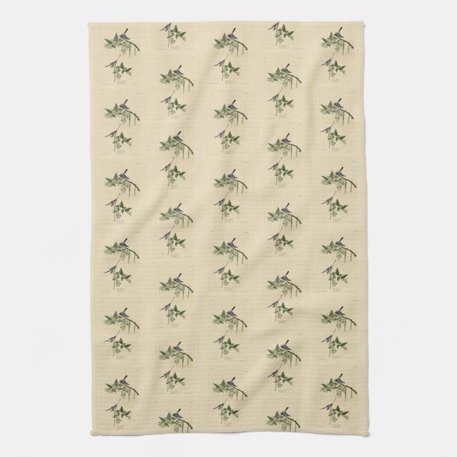 Blue-Grey Fly-catcher - Audubon's Birds of America Tea Towel (Vertical)