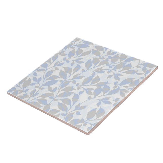 Blue grey foliage pattern tile (Side)
