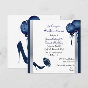 Blue & Grey Football Couples Wedding Shower Invitation
