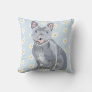 Blue Grey Frenchie Cushion