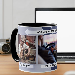 Blue Grey Geometric Design Photo Mug