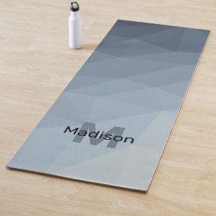 Blue Grey geometric mesh ombre pattern Monogram Yoga Mat