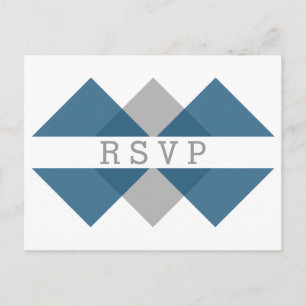 Blue Grey Geometric Triad RSVP Postcard