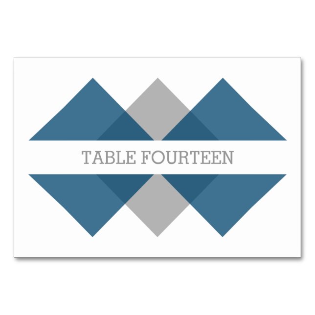 Blue Grey Geometric Triad Table Card (Front)