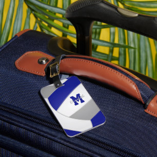 blue grey girls boys team colours gifts volleyball luggage tag