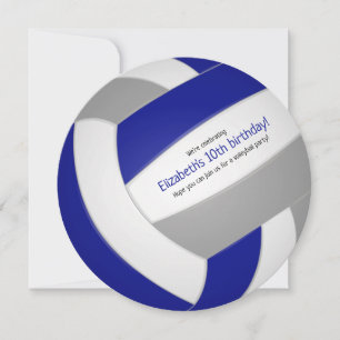 Blue grey girls boys volleyball birthday party announcement