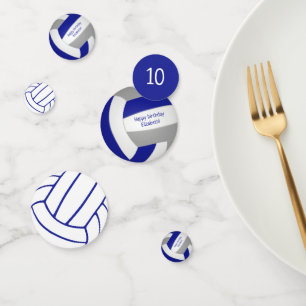 blue grey girls boys volleyball team party confetti