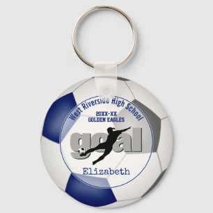 blue grey girls soccer goal team spirit sports key ring