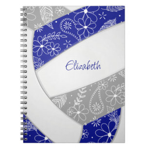 blue grey girly boho sports volleyball notebook