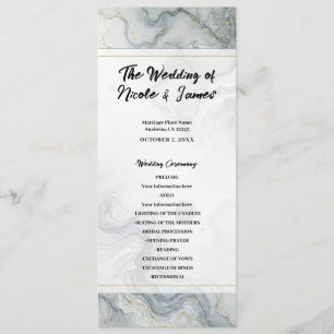 Blue Grey Gold Beach Watercolor Wedding Program Programme