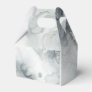 Blue Grey & Gold Beachy Watercolor Beach Wedding Favour Box