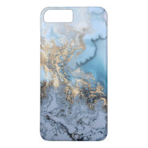 Blue Grey Gold Modern Marble Texture Barely There