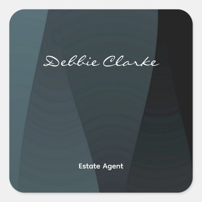 Blue grey gradient waves pattern square sticker (Front)