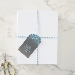 Blue grey graphic bubble wedding favour tags