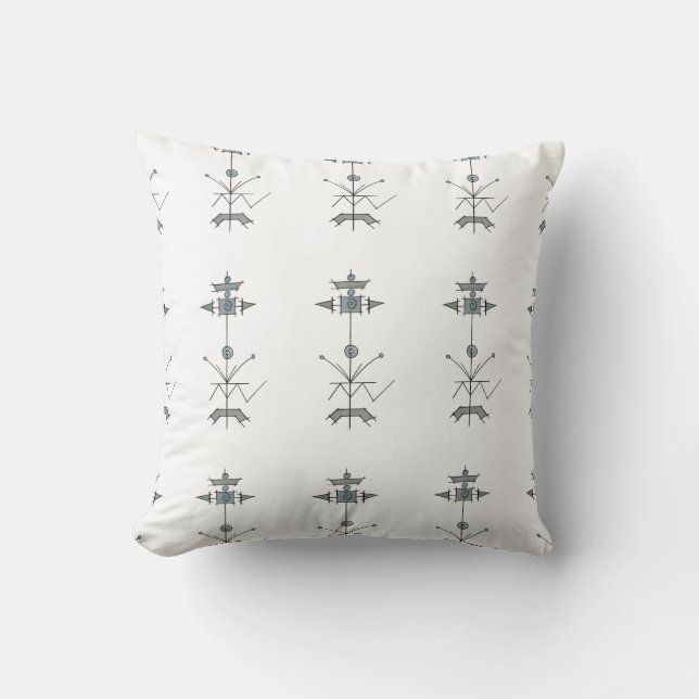 Blue Grey Green Geometric-Abstract Pattern Cushion (Front)