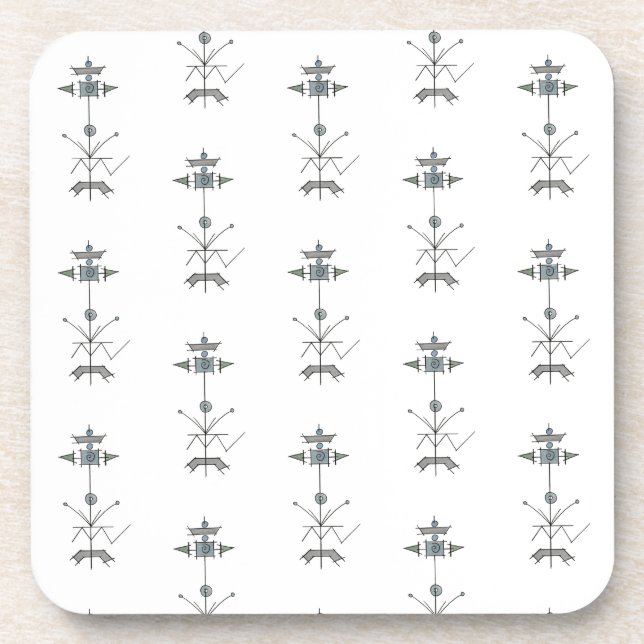 Blue Grey Green Geometric-Modern Pattern Coaster (Front)