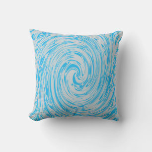 Blue Grey Grey Swirls Abstract Pattern Custom Cushion
