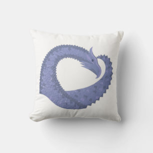 Blue-grey heart dragon on white cushion