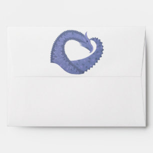 Blue-grey heart dragon on white envelopes
