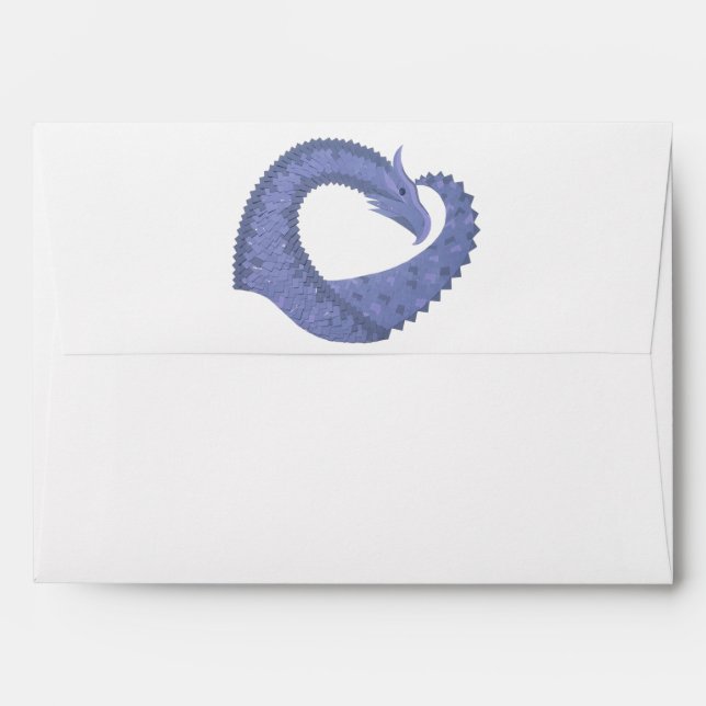 Blue-grey heart dragon on white envelopes (Back (Top Flap))