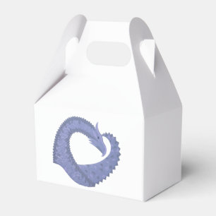 Blue-grey heart dragon on white favour box