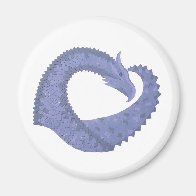 Blue-grey heart dragon on white magnet (Front)