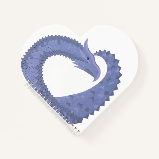 Blue-grey heart dragon on white notebook (Front)