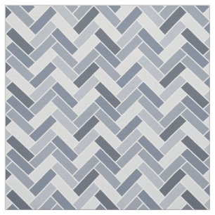 Blue Grey Herringbone Geometric Pattern Fabric