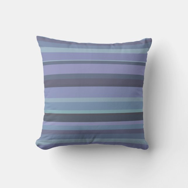 Blue-grey horizontal stripes cushion (Front)