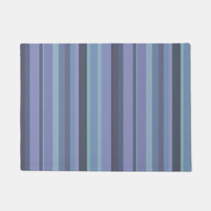 Blue-grey horizontal stripes doormat