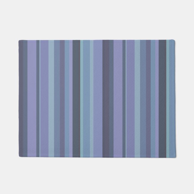 Blue-grey horizontal stripes doormat (Front)