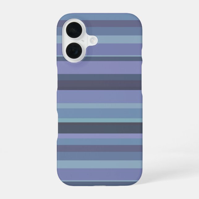 Blue-grey horizontal stripes iPhone 16 case (Back)