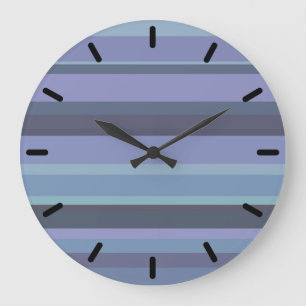 Blue-grey horizontal stripes large clock