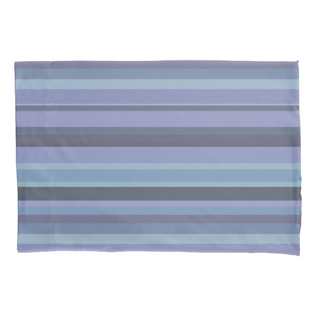Blue-grey horizontal stripes pillowcase (Front)