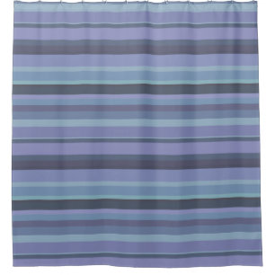 Blue-grey horizontal stripes shower curtain