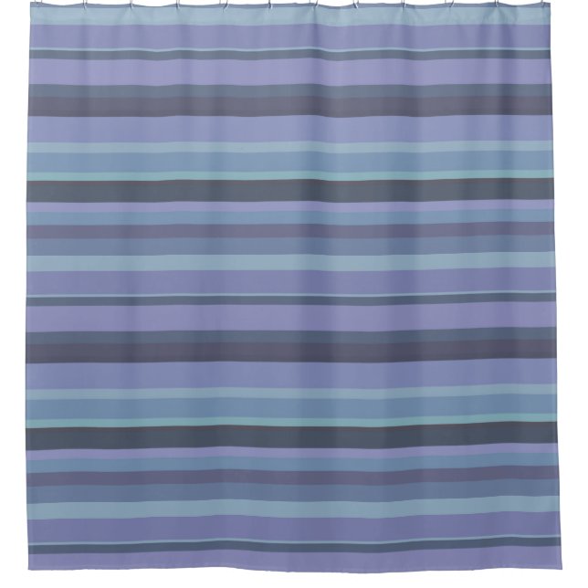 Blue-grey horizontal stripes shower curtain (Front)