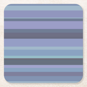 Blue-grey horizontal stripes square paper coaster