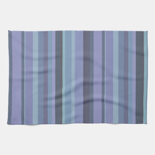 Blue-grey horizontal stripes tea towel (Horizontal)